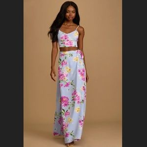 2-Piece Black Floral Maxi Dress - Lulus (Size S)